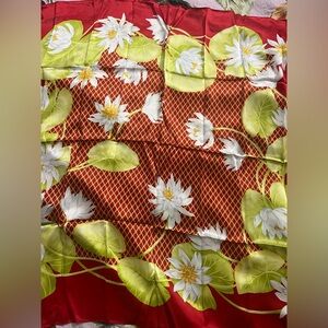 NWT Carlisle Red and White Floral Silk Scarf 34x34 inches